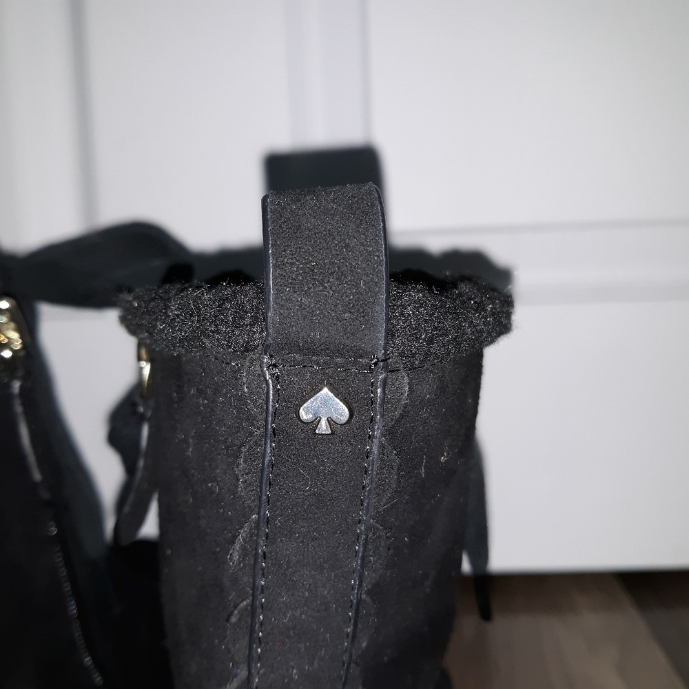 #99. Brand new KATE SPADE Raegan Black Suede Shearling Lined Boots. Size: 9.5 - Picture 6 of 11